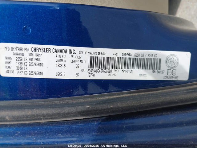 Aukcja sprzedaży 2011 Dodge Grand Caravan, vin: 2D4RN4DG4BR686868, numer aukcji: 12600405