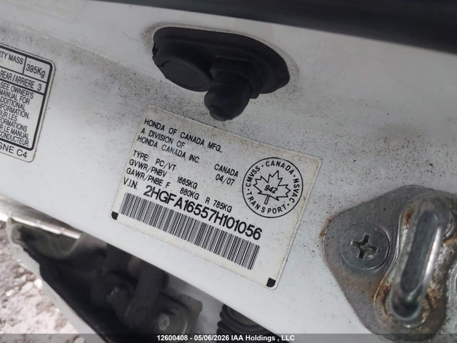 2007 Honda Civic Lx მანქანა იყიდება აუქციონზე, vin: 2HGFA16557H101056, აუქციონის ნომერი: 12600408