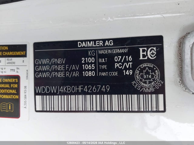 WDDWJ4KB0HF426749 Mercedes-Benz C 300 4matic