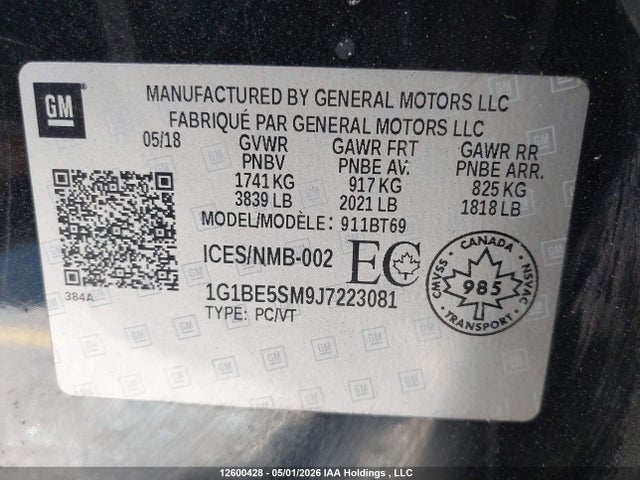 1G1BE5SM9J7223081 Chevrolet Cruze