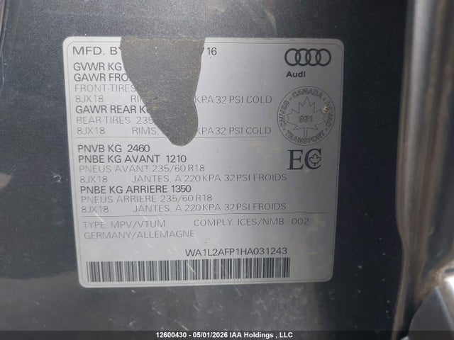 WA1L2AFP1HA031243 Audi Q5