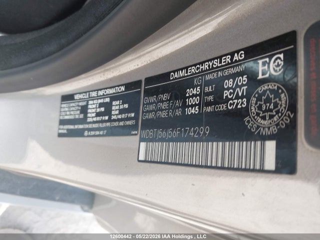 Продажа на аукционе авто 2006 Mercedes-benz Clk 350, vin: WDBTJ56J56F174299, номер лота: 12600442