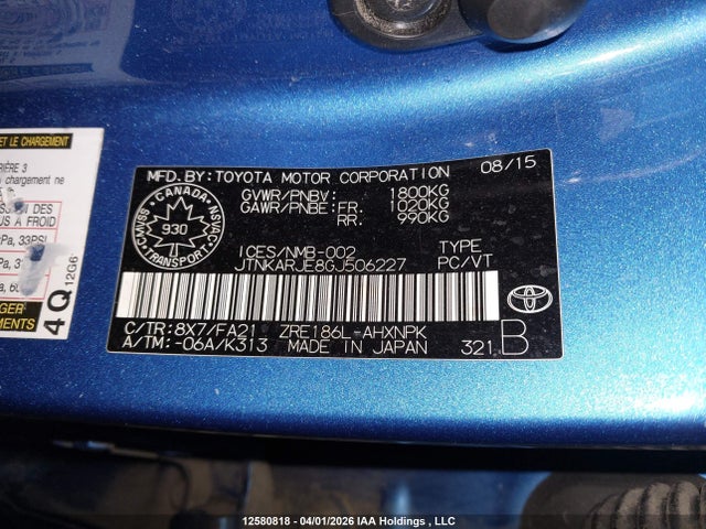 JTNKARJE8GJ506227 Scion IM