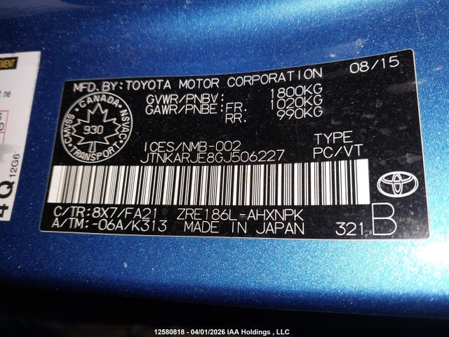 JTNKARJE8GJ506227 Scion IM