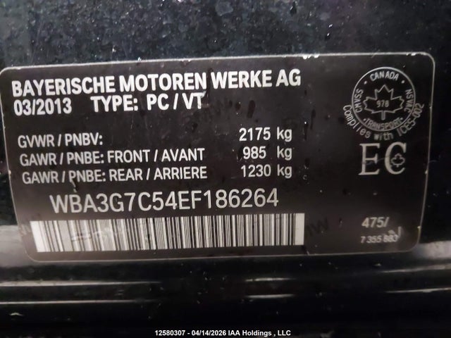 Aukcja sprzedaży 2014 Bmw 328i Xdrive Touring, vin: WBA3G7C54EF186264, numer aukcji: 12580307