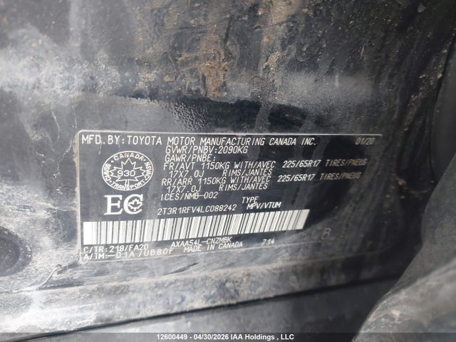 Toyota RAV4 2020 2T3R1RFV4LC088242 Image 9