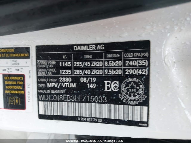WDC0J8EB3LF715033 Mercedes-Benz Glc 300 Coupe 4matic