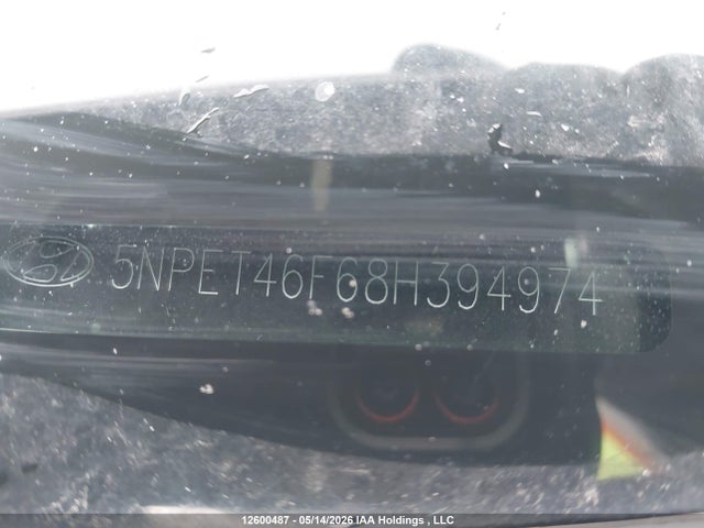 2008 Hyundai Sonata Gl V6/gls V6 მანქანა იყიდება აუქციონზე, vin: 5NPET46F68H394974, აუქციონის ნომერი: 12600487