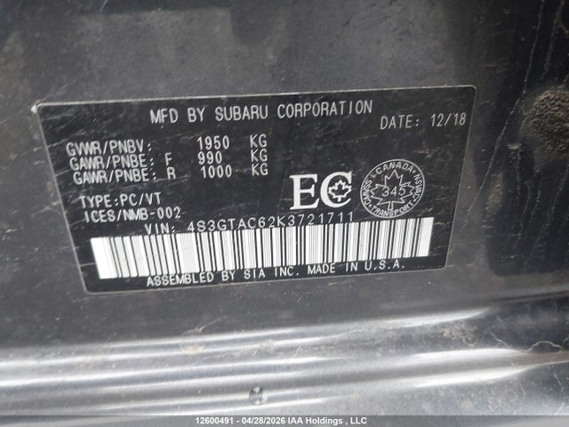 4S3GTAC62K3721711 Subaru Impreza Premium