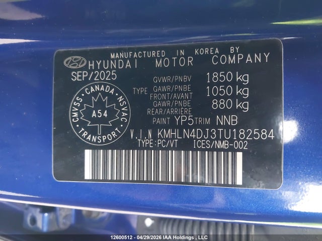 KMHLN4DJ3TU182584 Hyundai Elantra Luxury Hybrid