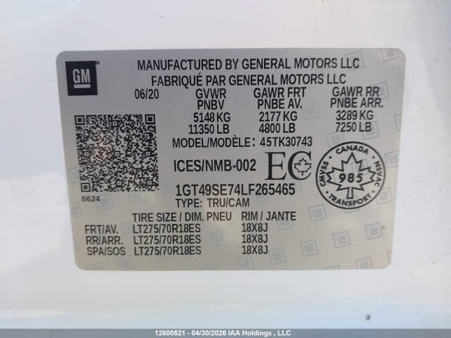 1GT49SE74LF265465 GMC SIERRA 3500HD