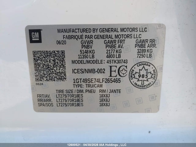1GT49SE74LF265465 GMC SIERRA 3500HD
