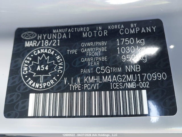 2021 Hyundai Elantra Preferred Ivt With Sun And Tech Package მანქანა იყიდება აუქციონზე, vin: KMHLM4AG2MU170990, აუქციონის ნომერი: 12600522