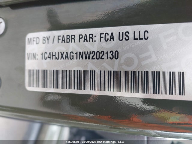 2022 Jeep Wrangler Willys მანქანა იყიდება აუქციონზე, vin: 1C4HJXAG1NW202130, აუქციონის ნომერი: 12600550