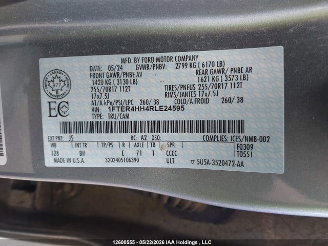 1FTER4HH4RLE24595 Ford Ranger Xlt