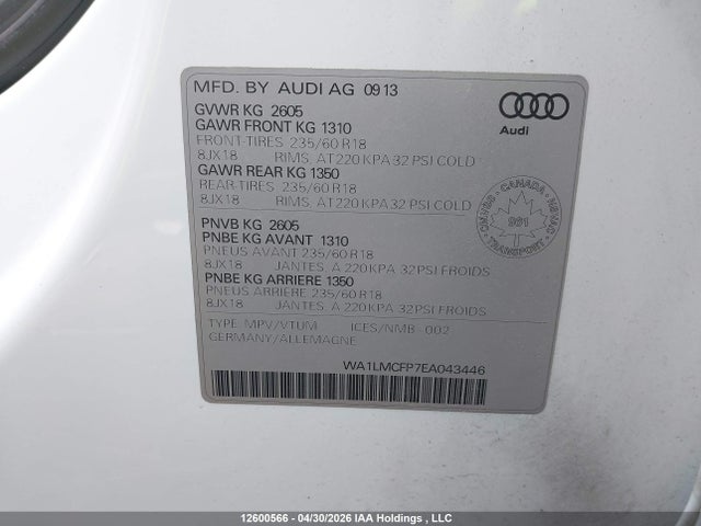 Продаж на аукціоні авто 2014 Audi Q5 Tdi/premium Plus, vin: WA1LMCFP7EA043446, номер лоту: 12600566