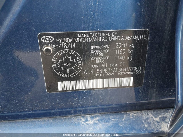 Продаж на аукціоні авто 2015 Hyundai Sonata Sport/limited, vin: 5NPE34AF3FH157993, номер лоту: 12600574