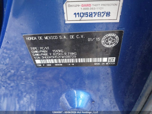 3HGGK5H52FM108729 Honda FIT LX