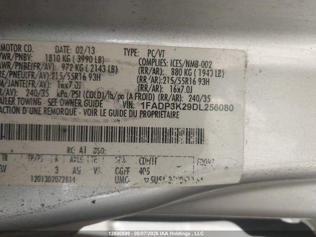 Продажа на аукционе авто 2013 Ford Focus Se, vin: 1FADP3K29DL256080, номер лота: 12600599