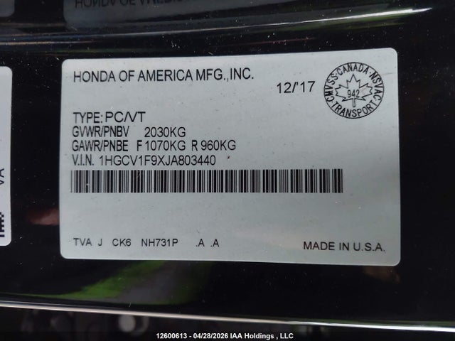 1HGCV1F9XJA803440 Honda Accord Touring