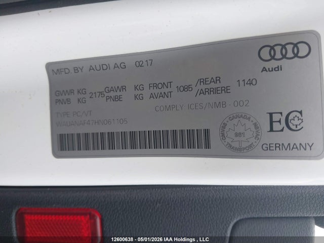 WAUANAF47HN061105 Audi A4 2.0t Komfort