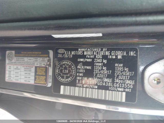 5XYPGDA38LG613556 KIA Sorento 2.4l Lx/2.4l Lx+/3.3l Lx+