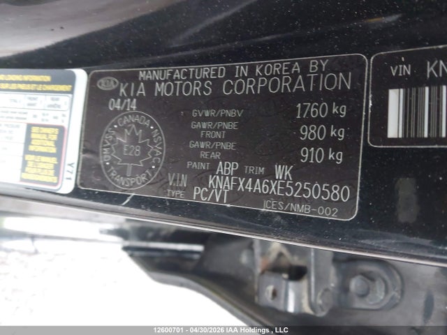 Продаж на аукціоні авто 2014 Kia Forte Lx, vin: KNAFX4A6XE5250580, номер лоту: 12600701