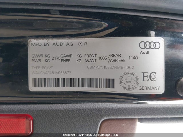 Aukcja sprzedaży 2018 Audi A4 2.0t Technik, vin: WAUCNAF45JA065577, numer aukcji: 12600724