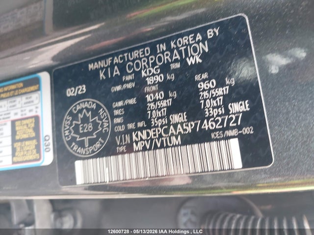 Aukcja sprzedaży 2023 Kia Seltos, vin: KNDEPCAA5P7462727, numer aukcji: 12600728