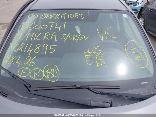 12600741 :رقم المزاد ، 3N1CK3CP5KL214895 vin ، 2019 Nissan Micra S/sr/sv مزاد بيع