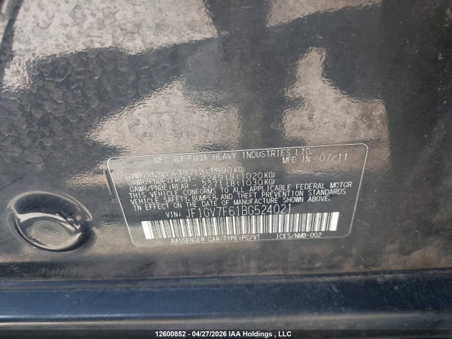Продажа на аукционе авто 2011 Subaru Impreza Wrx, vin: JF1GV7F61BG524021, номер лота: 12600852