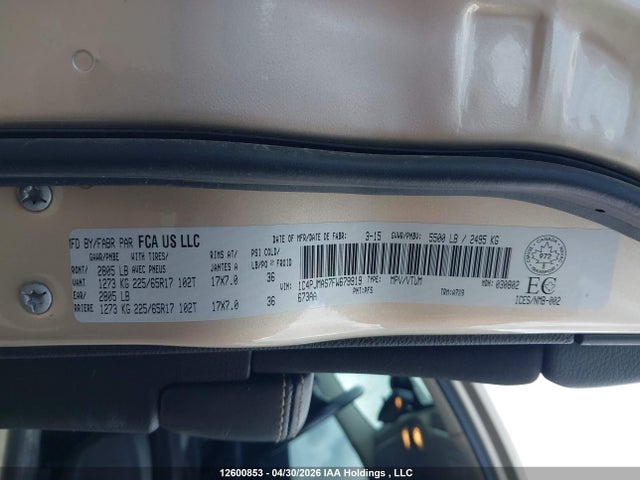 Продаж на аукціоні авто 2015 Jeep Cherokee Sport, vin: 1C4PJMAS7FW679919, номер лоту: 12600853