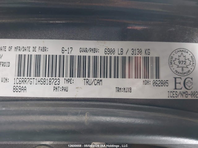1C6RR7GT1HS818723 RAM 1500 Slt