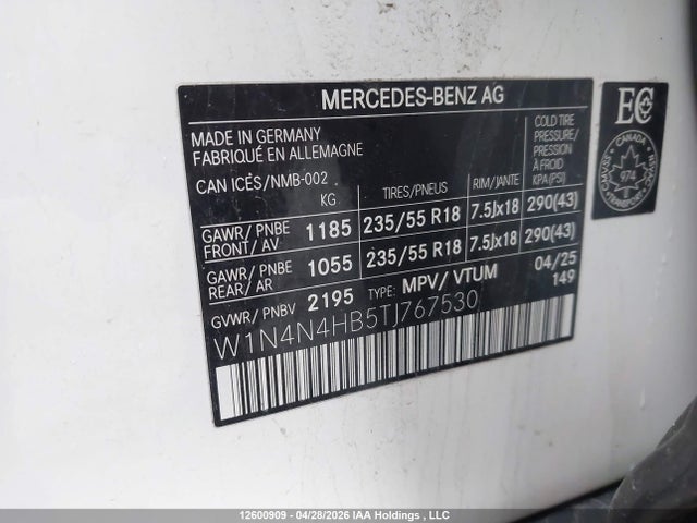 W1N4N4HB5TJ767530 Mercedes-Benz Gla 250 4matic