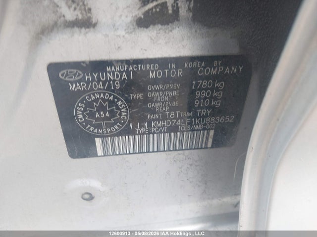 KMHD74LF1KU883652 Hyundai Elantra Essential
