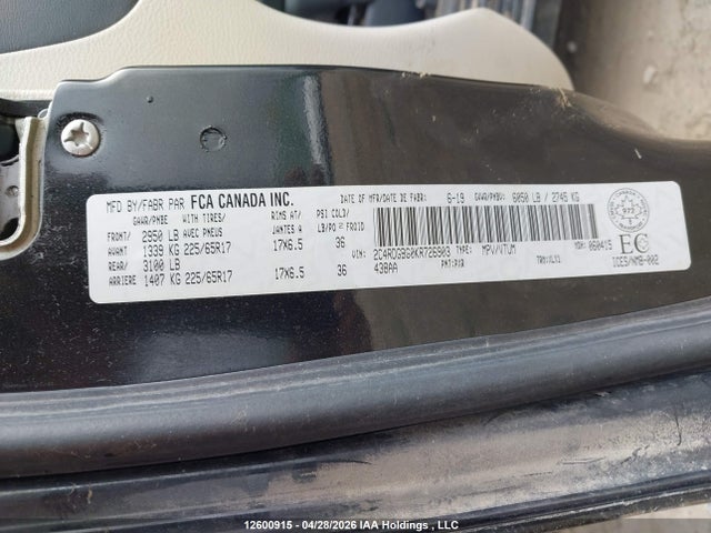 12600915 :رقم المزاد ، 2C4RDGBG0KR726903 vin ، 2019 Dodge Grand Caravan مزاد بيع