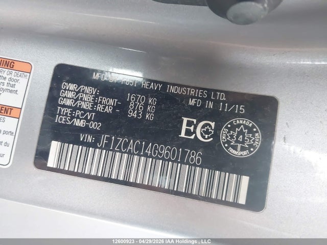 JF1ZCAC14G9601786 Subaru Brz Sport-tech