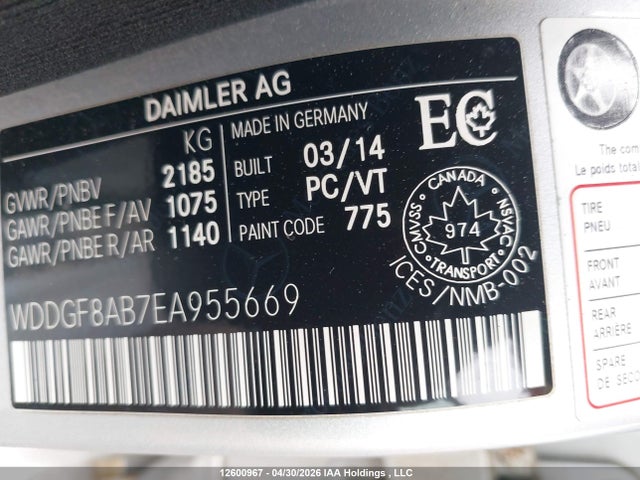 Продаж на аукціоні авто 2014 Mercedes-benz C 300 4matic, vin: WDDGF8AB7EA955669, номер лоту: 12600967