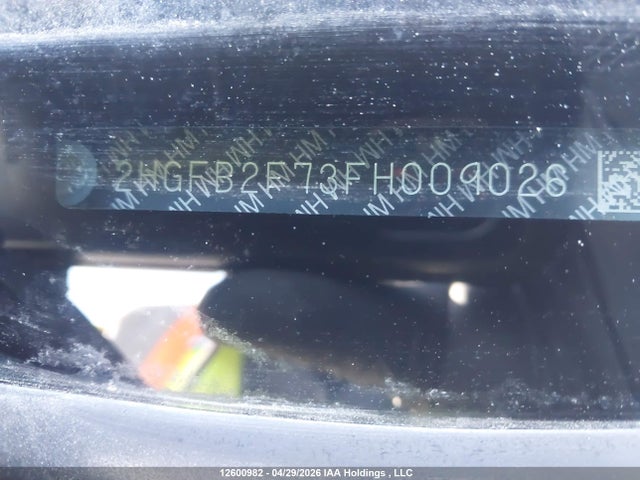 Aukcja sprzedaży 2015 Honda Civic Se, vin: 2HGFB2F73FH009026, numer aukcji: 12600982
