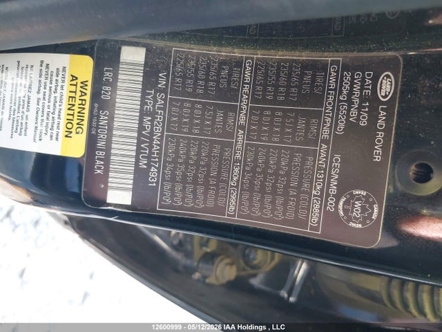Продажа на аукционе авто 2010 Land Rover Lr2 Hse, vin: SALFR2BN4AH174931, номер лота: 12600999