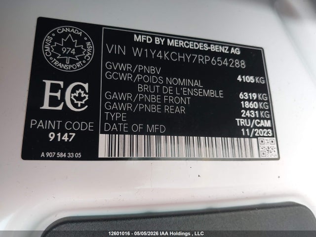 W1Y4KCHY7RP654288 Mercedes-Benz Sprinter 2500 High Roof 4-cyl Diesel