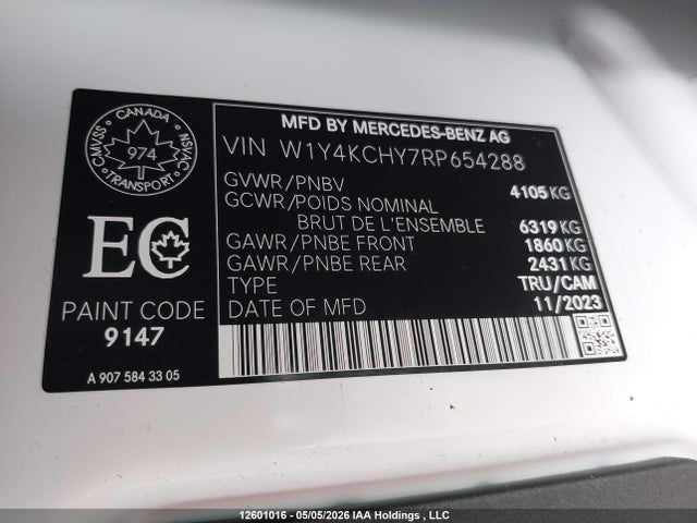 W1Y4KCHY7RP654288 Mercedes-Benz Sprinter 2500 High Roof 4-cyl Diesel
