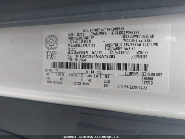 1FTBR1X84NKA79393 Ford Transit T-250