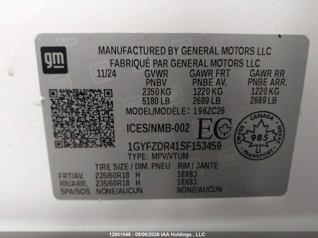 Aukcja sprzedaży 2025 Cadillac Xt4 Premium Luxury, vin: 1GYFZDR41SF153459, numer aukcji: 12601048