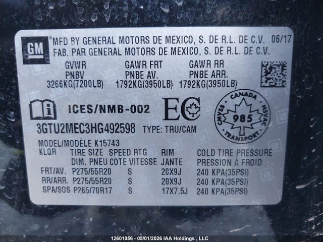 GMC Sierra K1500 Sle 2017 3GTU2MEC3HG492598 Image 9