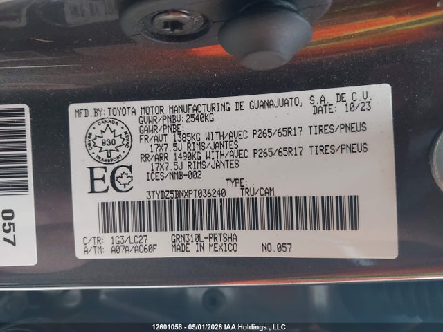 Продажа на аукционе авто 2023 Toyota Tacoma, vin: 3TYDZ5BNXPT036240, номер лота: 12601058