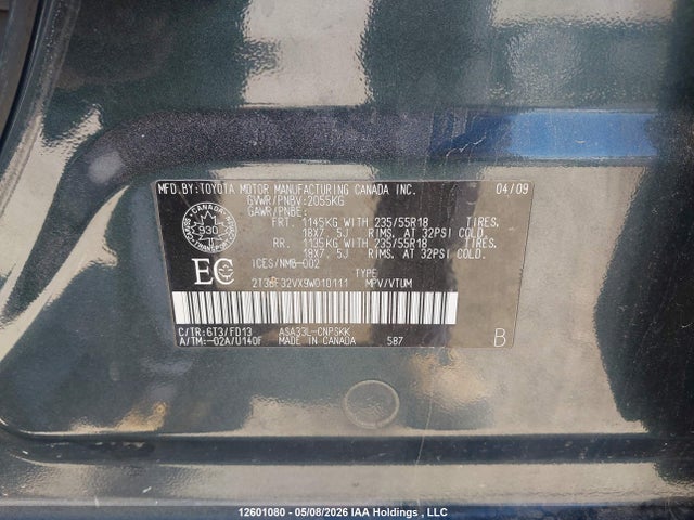 Продаж на аукціоні авто 2009 Toyota Rav4 Sport, vin: 2T3BF32VX9W010111, номер лоту: 12601080