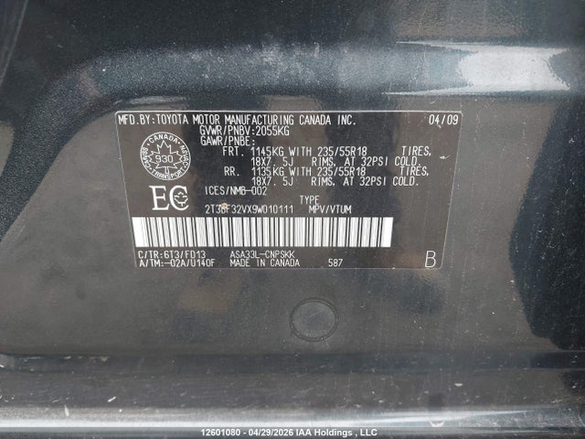 Продаж на аукціоні авто 2009 Toyota Rav4 Sport, vin: 2T3BF32VX9W010111, номер лоту: 12601080