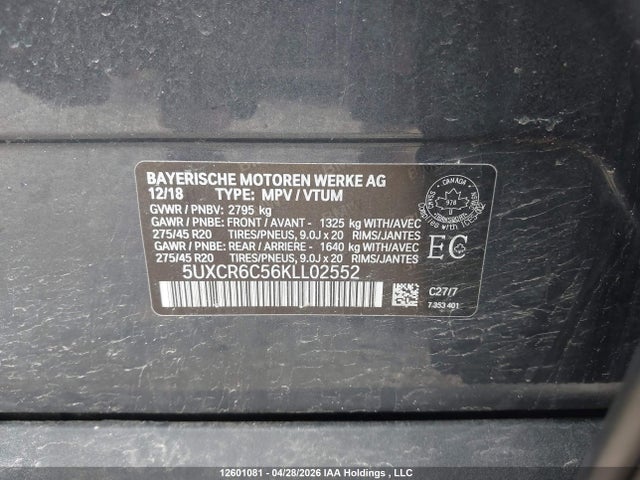5UXCR6C56KLL02552 BMW X5 Xdrive40i