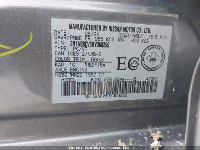 Продажа на аукционе авто 2024 Nissan Sentra Sv, vin: 3N1AB8CV6RY368290, номер лота: 12601082